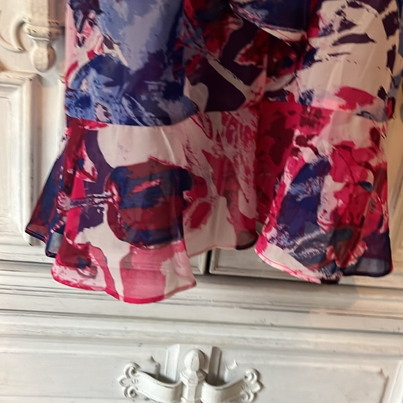 CJ Banks Chiffon Floral Pink/Purple Wrap Maxi Dress with Belt Size 1X. - Picture 8 of 12